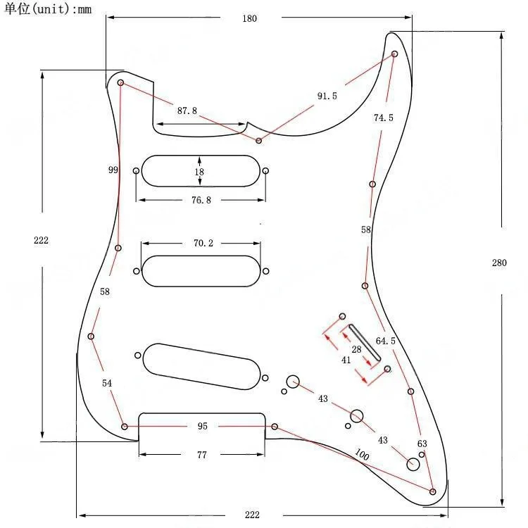 

SQ ST Three Single SSS Guitar Guard Retro Green Front Panel Cover HN28 Red Armor 65