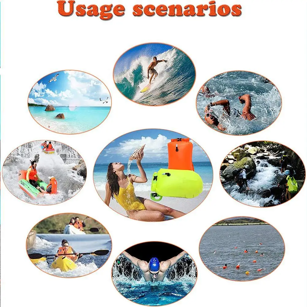 Swim Buoy Float for Open Water Swimming Safety Float with Adjustable Waist Belt Waterproof Dry Bag for Swim Train Kayaker 1/2Pcs
