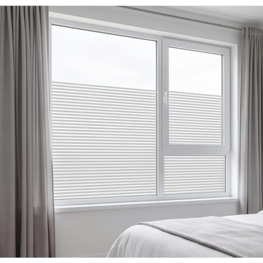 Modern Striped Frosted Window Sticker Self‑Adhesive Horizontal Line Glass Film Anti‑UV Removable No Residue Home Window Decorati