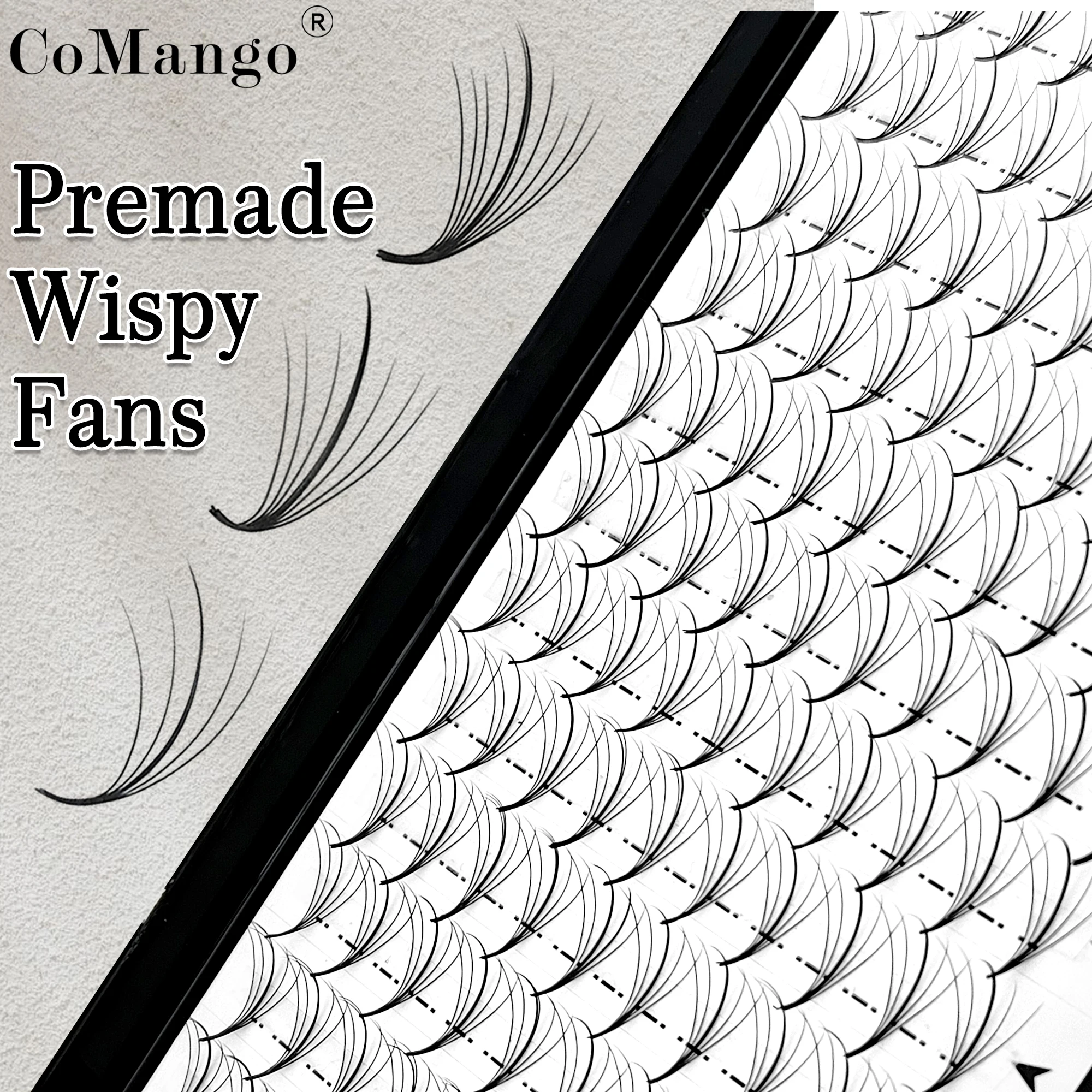 12rows tray premade spike fans russian volume eyelashes extension 5/7/9D pointy base hybrid natural individual lashes wholesale