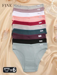 6Pcs Cotton Striped Underwear Women's V Waist Panties Sexy Breathable Plus Size Briefs Ladies Low Waist Comfort Lingerie M-XXL
