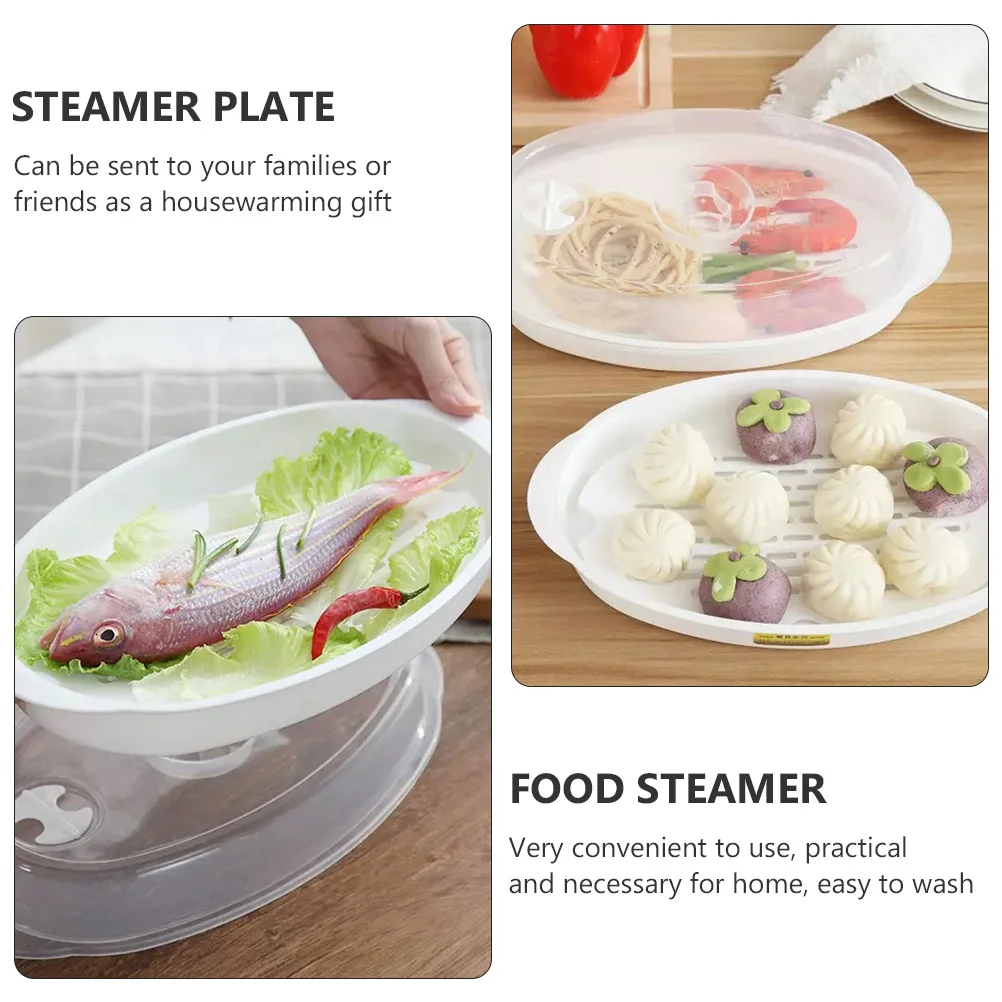 

1pc Microwave Plate Premium Pp Material Heat Resistant Food Steamer Eco-Friendly Kitchen Gadget For Steamed Buns Fish Plate