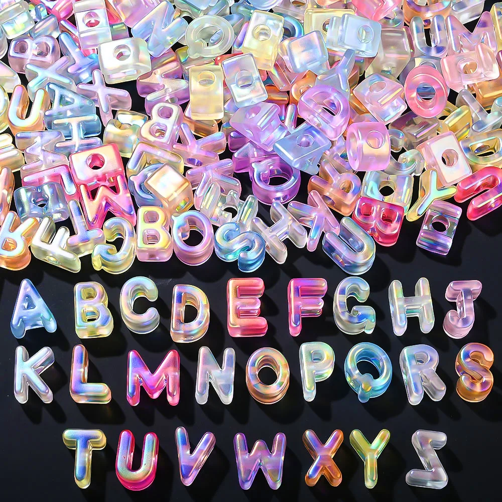 20/50 Stück Bunte Acryl-Alphabetperlen mit Großem Loch, Lose Buchstabenperlen für DIY Schmuckherstellung, Armbänder, Halsketten, Schlüsselanhänger, Bastelarbeiten – Detail 1
