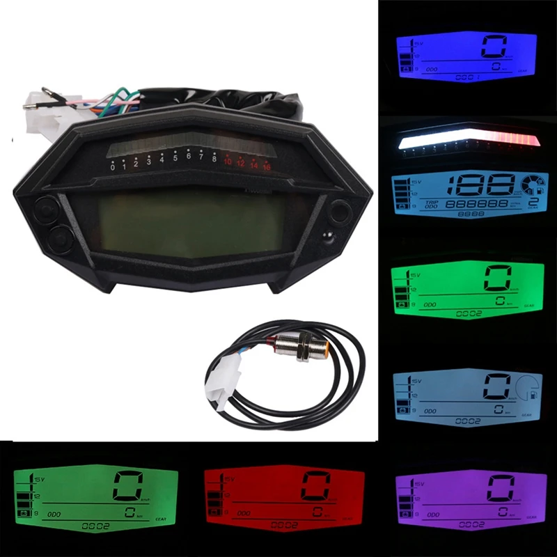 For Kawasaki Z1000 Tachometer Hour Meter Odometer LCD Digital Speedometer Gear Indicator Motorcycle 7Colors Speedometer