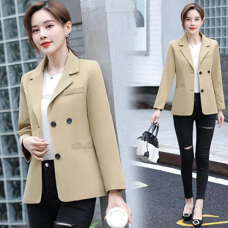 

Spring Autumn Womens New Fashion Single-Breasted Long Sleeve Suit Jacket middle-aged Female Outerwear Large size