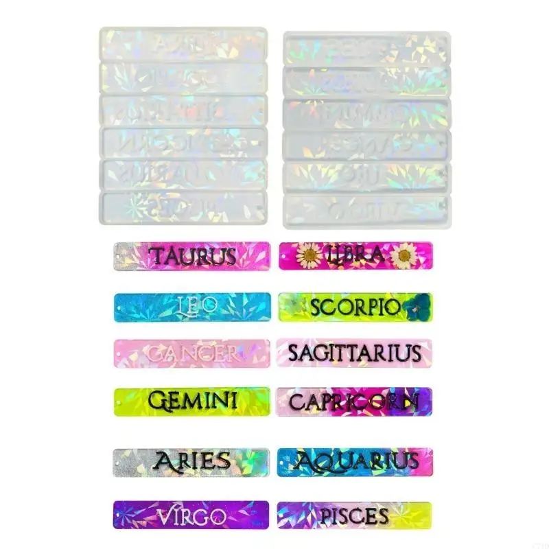  2Pcs Beautiful Star Sign Bookmarks Mould Rectangle Silicone Mold for DIY Crafts