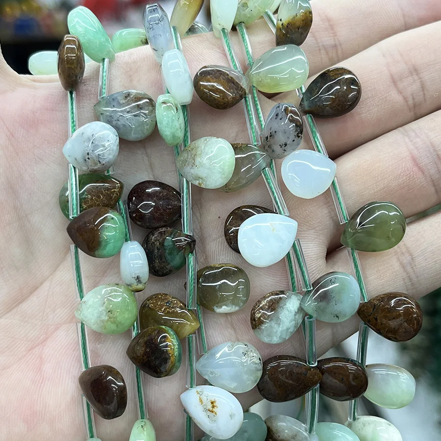 10x13mm Natural Crystal Australian Jade Stone Round Section Teardrop shape Loose For Jewelry Making DIY Necklace Bracelet 15''