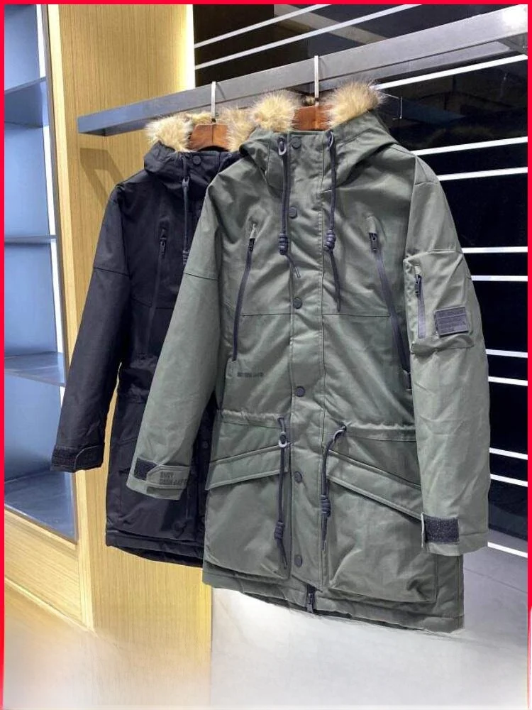 

Thiened Nordic Sle Men's Cotton Jaet with Fur Collar Warm Windproof Long Zipper Casual Cleanfit Chinese Brand