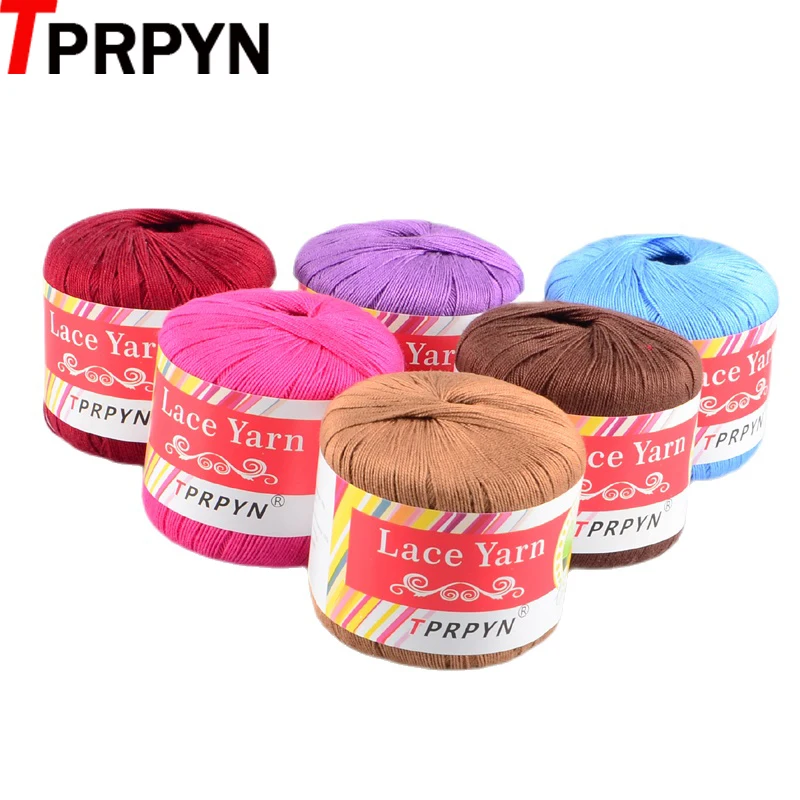 TPRPYN 1Pc=50g 100% cotton lace Yarn for Hand Knitting 5# thin crochet yarn worsted wool thread line to knit 180Meter handmade