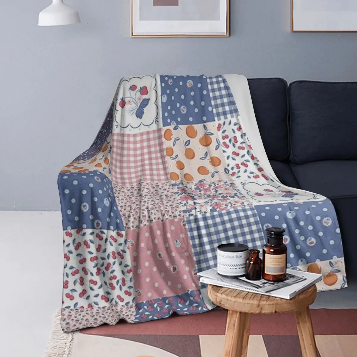 

Patchwork Quilt By Tea With Xanthe Blankets Soft Warm Flannel Throw Blanket Plush for Bed Living room Picnic Travel Home Couch