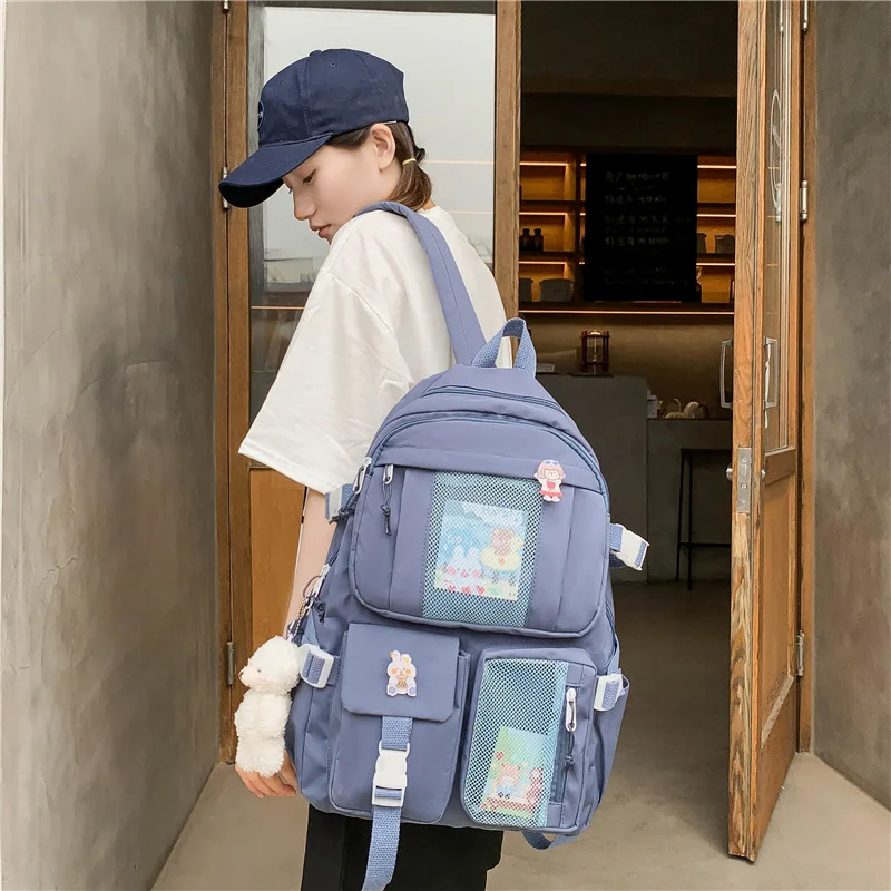 Large Capacity Schoolbags Student Women Harajuku Cartoon Backpack for Junior High School Students Laptop Backpacks