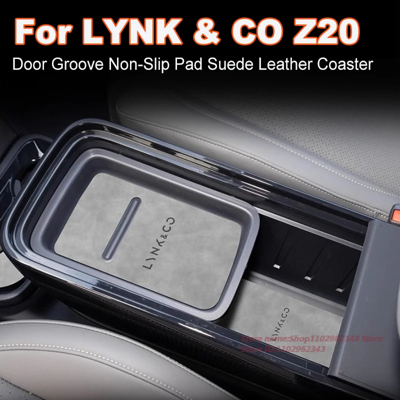 Anti-Slip Gate Slot Cup Mat For LYNK & CO Z20 Door Groove Non-Slip Pad Suede Leather Coaster Car Interior Modified Accessory