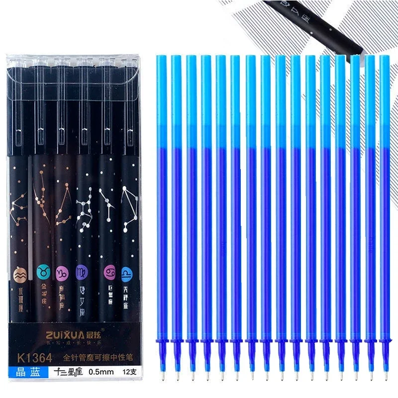 Erasable Gel Pen set 0.5mm Refill Blue Black ink Washable Handle Cute Ballpoint Pens Rods Writing Kawaii Stationery