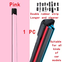 Pink Car Windshield Wiper Blades Universal Soft Double Layer Rubber Frameless Bracketless Wipers 14