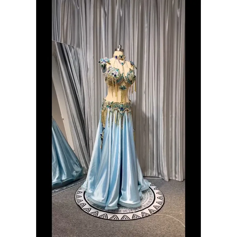 Customized Belly Dance Costumes Oriental Dancewear Performance Costume Set Bra and Long Skirt