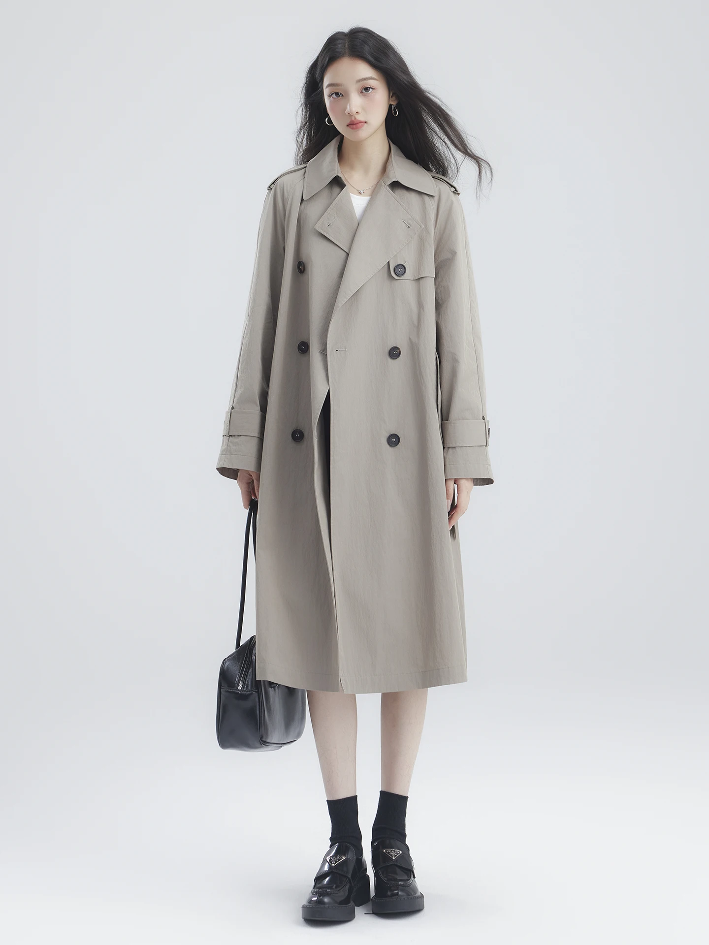 

Классическое пальто с воротником-стойкой средней длины, повседневное, с принтом «Маленький олень», осенне-зимнее, модное, женское, из смесового хлопка