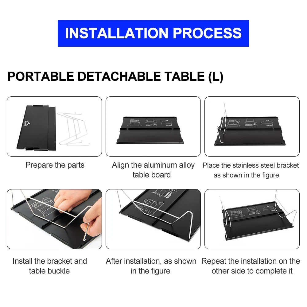 Widesea Camping Table Foldable Aluminium Detachable Desktop Outdoor Picnic Hiking Fishing Travel Ultra Light Portable Furniture