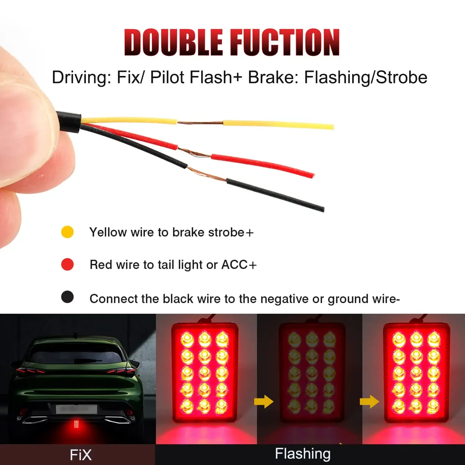 F1 Style Led Brake Pilot Lights 12V 15led Rear Tail Lights Auto Flash Warning Reverse Stop Safety Signal Lamps For Car SUV Moto