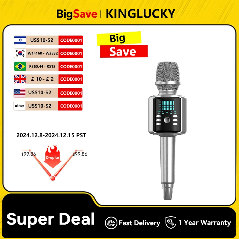 

Kinglucky H9PRO Microphone audio integrated microphone outdoor home Karaoke wireless speaker sound card singing live