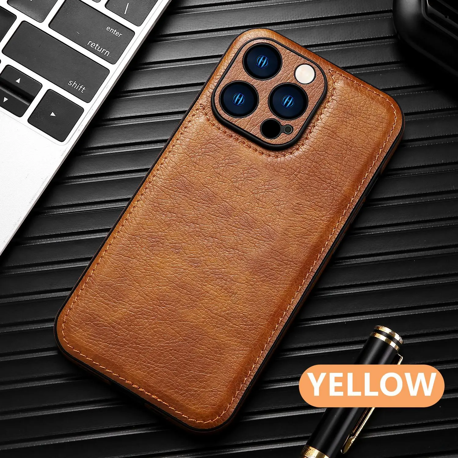

Shockproof Luxury Business PU Leather Phone Case for iPhone 16 15 14 13 12 11 Plus Pro Max Soft TPU Edge Cover