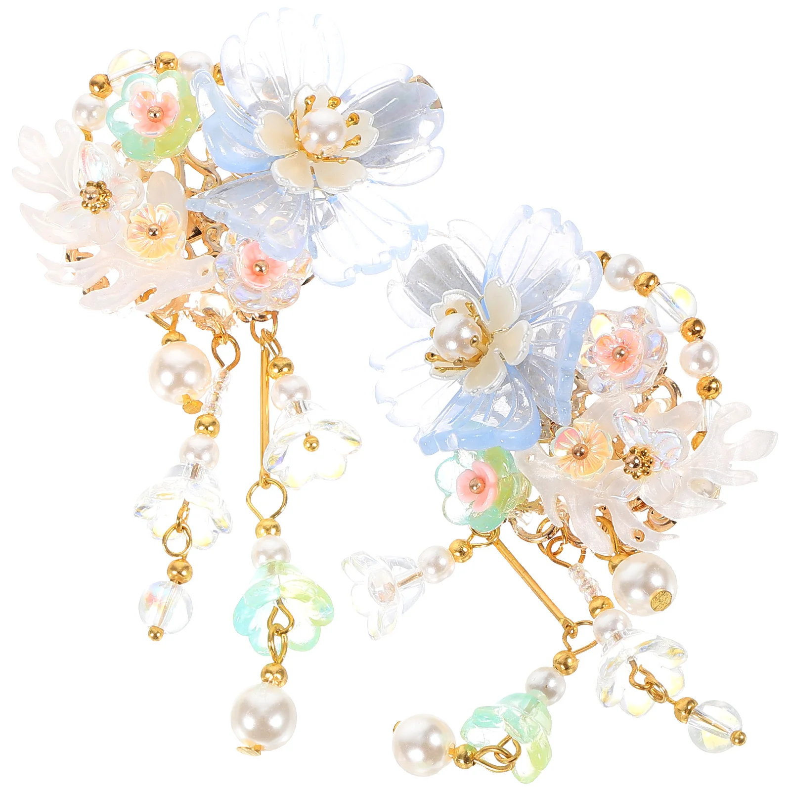 

China Spring Festival Hair Clip Barrettes for Clips Floral Pins Flower with Tassels Hairpin Chinese