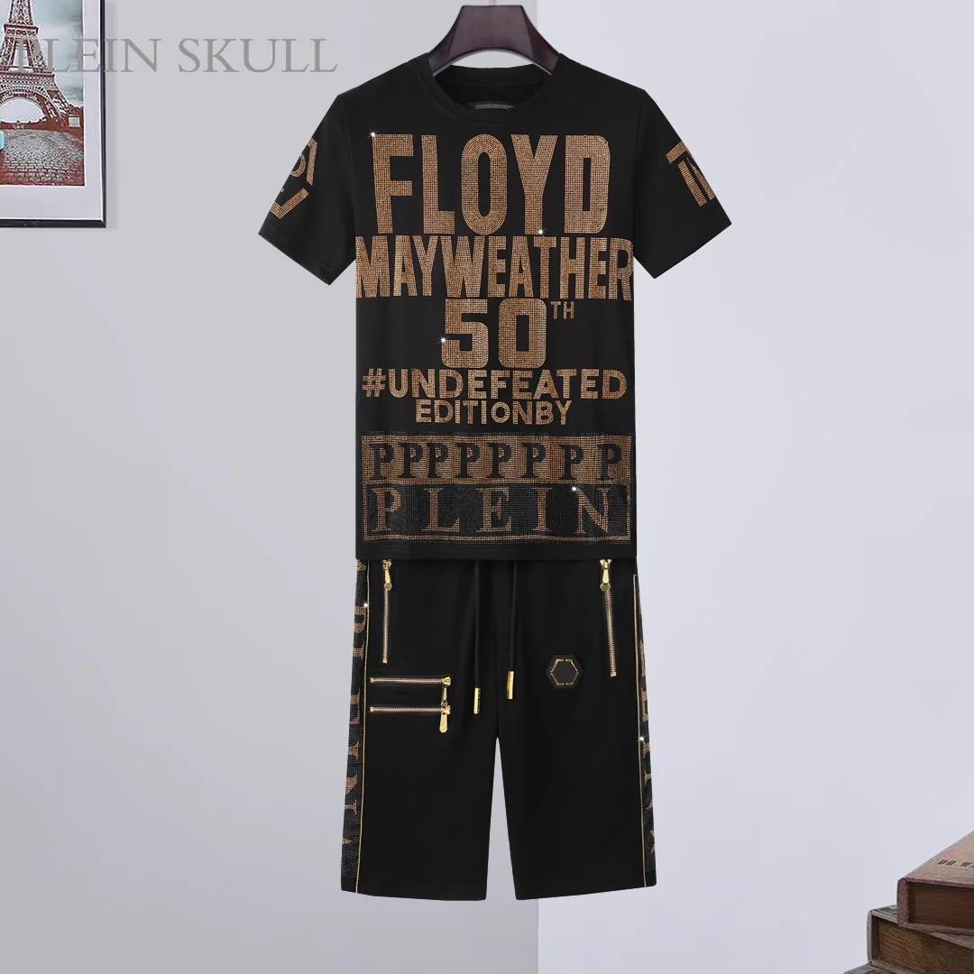 

Plein Skull Spring/Summer Round Neck Men's Casual Daily Short Sleeve Shorts Hip Hop Party Cotton T-shirt Luxury Sports Beach Set