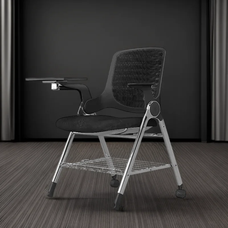 

Modern Portable Office Chair Black Movable Simple Design Company Conference Chair Slim Study Chair Business Furniture