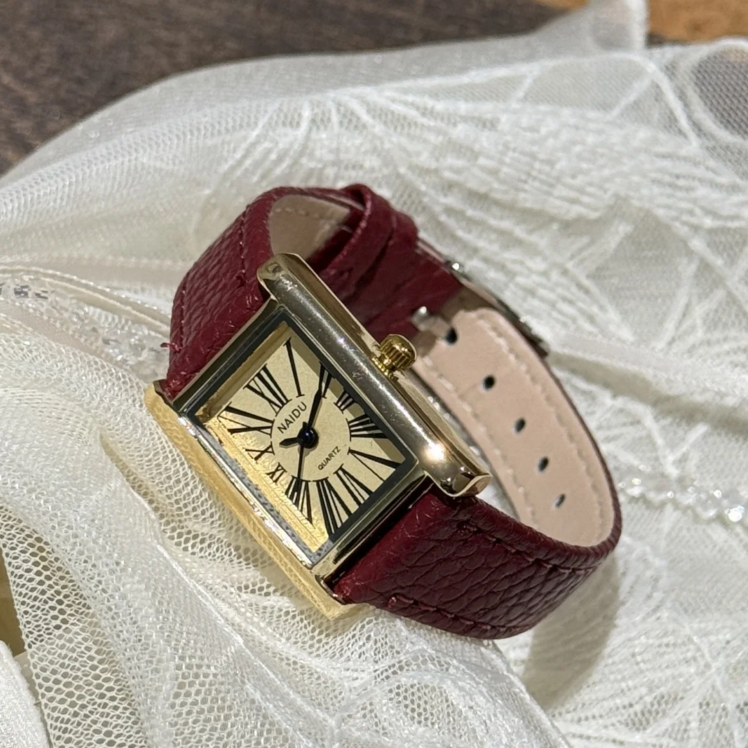 Relojes informales con números romanos para mujer, esfera cuadrada, correa de cuero, reloj de pulsera de cuarzo a la moda para mujer, reloj femenino