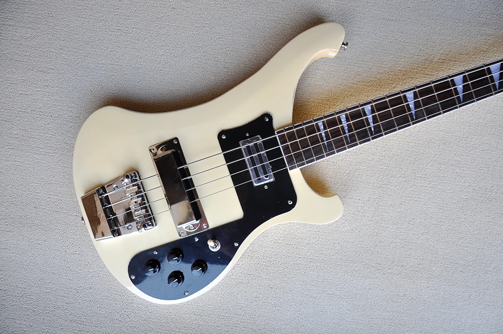 Flyoung Milk White 4 Strings Electric Bass Guitar Factory Bass Chrome Hardwares