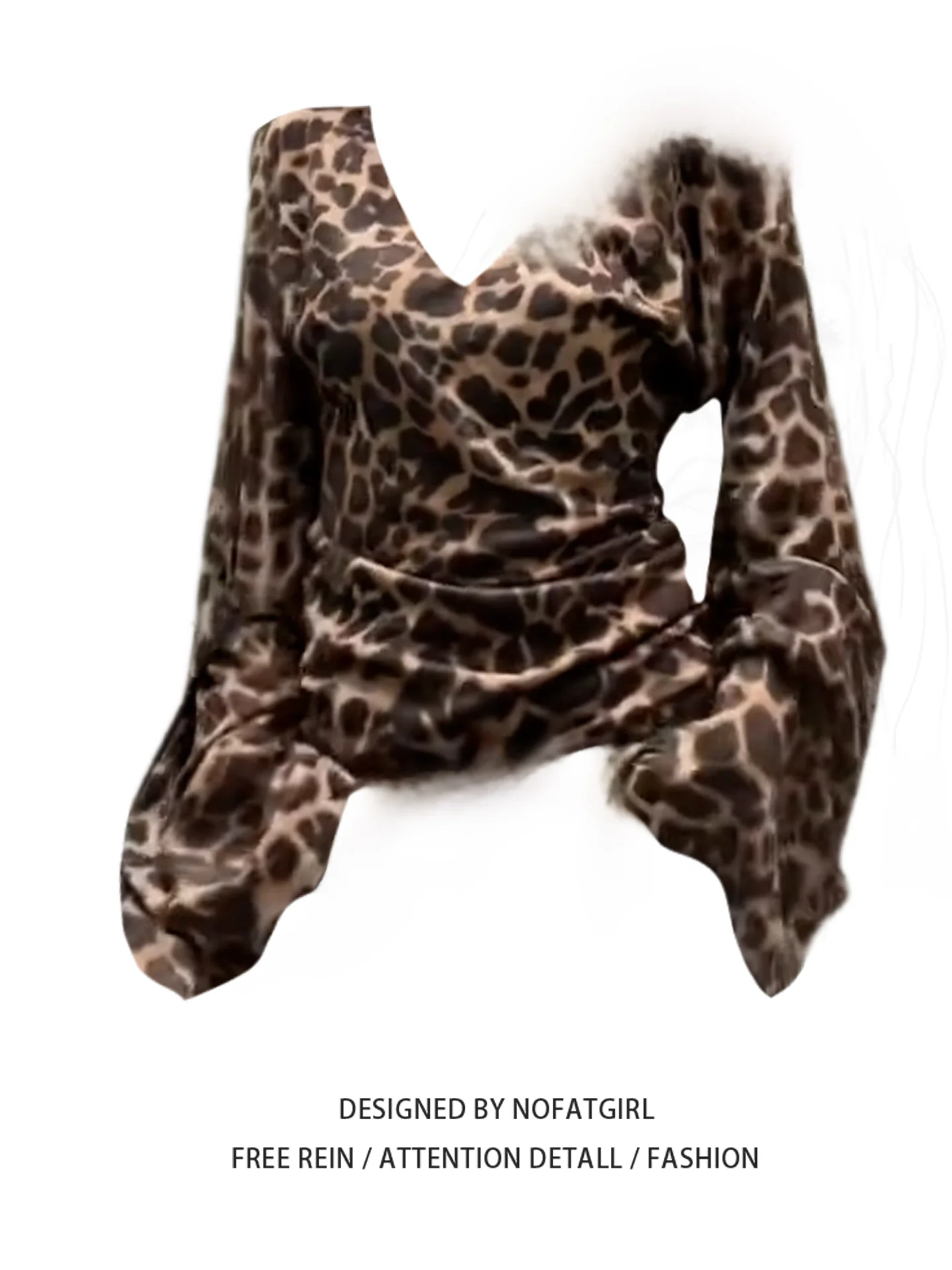 

plus Size Women's Vintage American Leopard Print V-Ne Long Sve T-irt Slimming Top for Autumn Faionable And Sexy