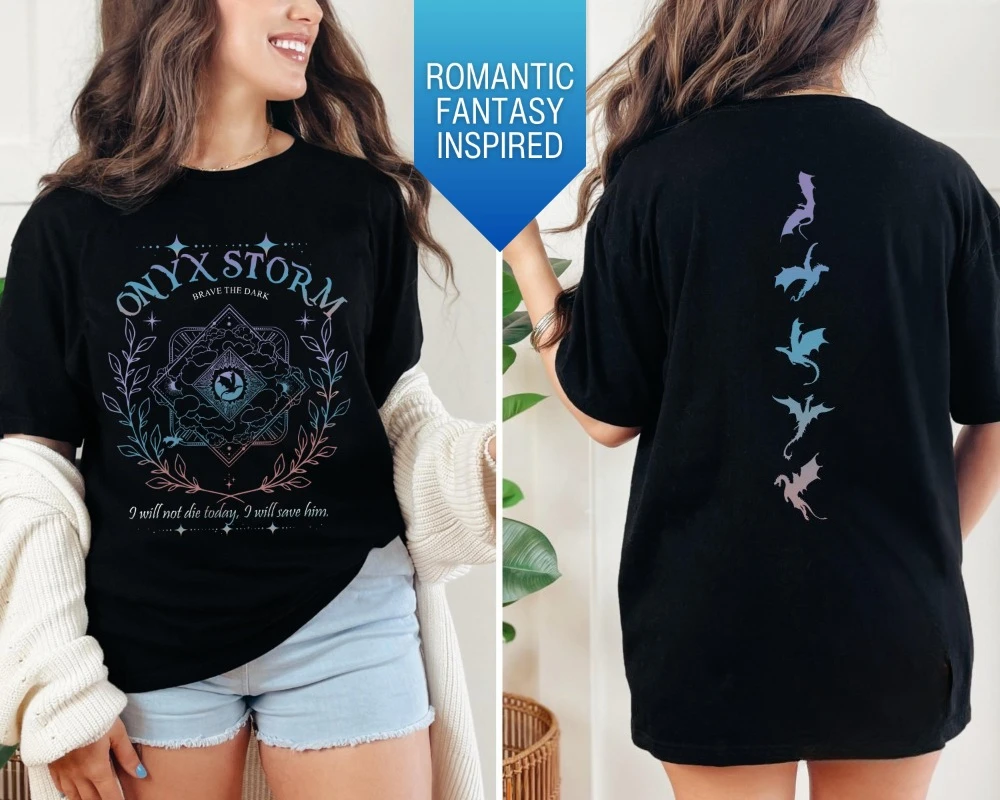 Onyx Storm Dragon T-Shirt Fourth Wing Bookish Apparel Tee Clothing Graphic Short Sleeve Shirt Men Women for Spring Summer