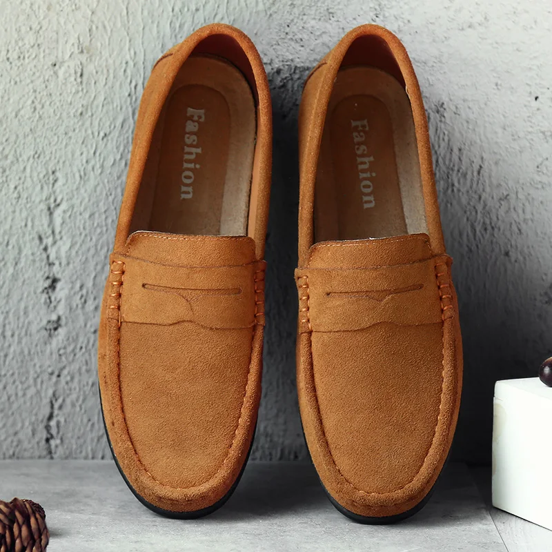 Men Casual Shoes Fashion Suede Leather Men Loafers High Quality Moccasins Slip On Men's Flats Lightweight Driving Shoes 38-47