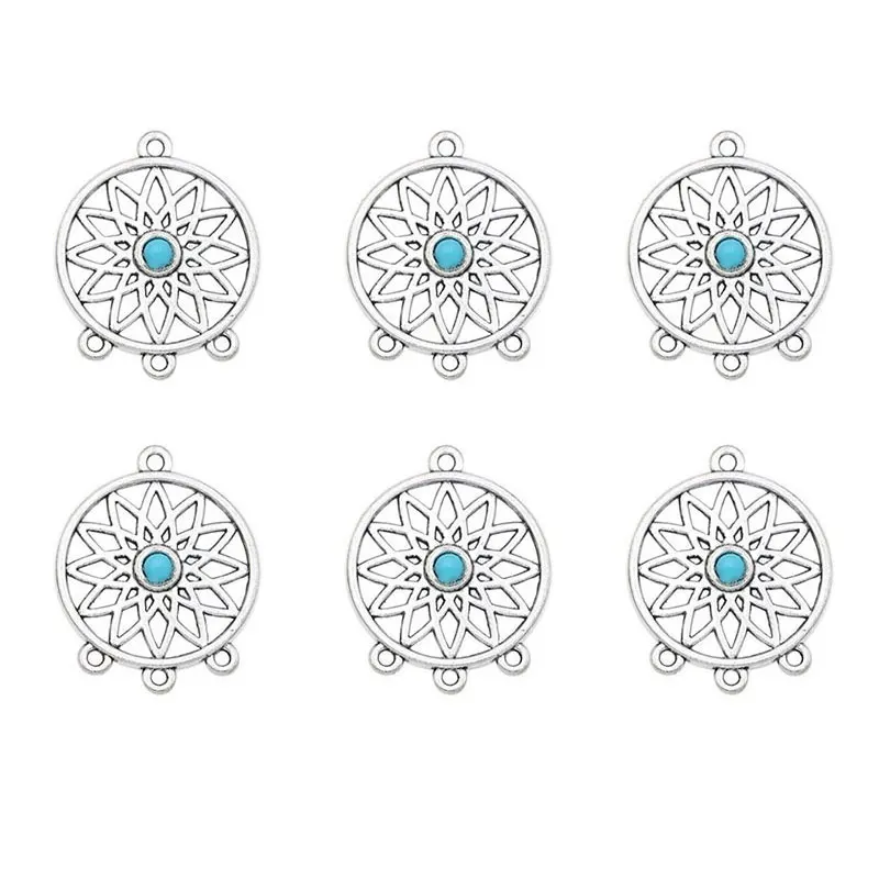 

6pcs Pretty Dream Catcher Charm Pendants Connectors for DIY Jewelry Finding