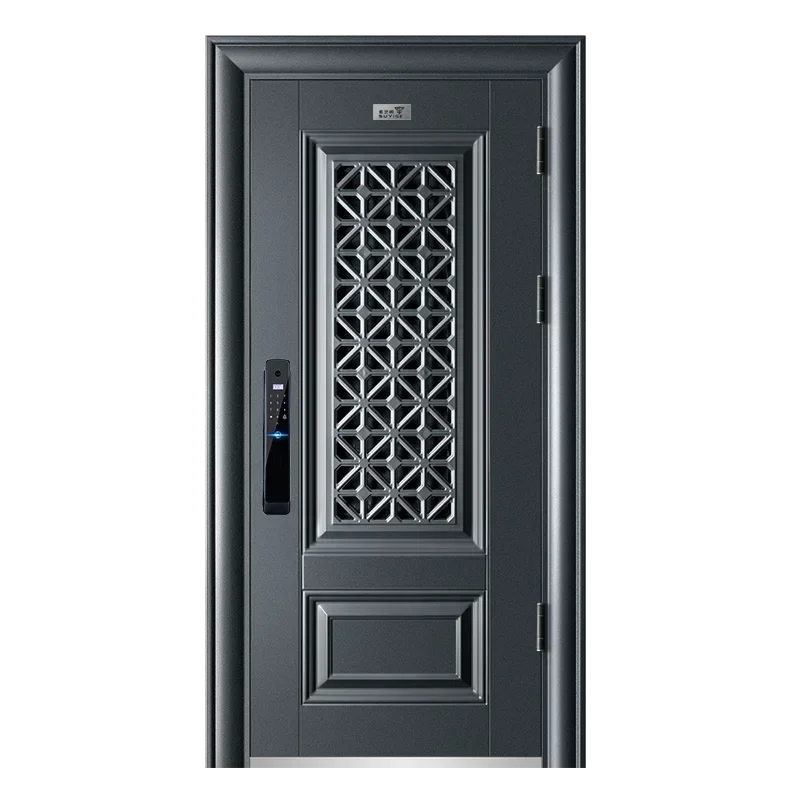 

-Custom Modern Simple Style Factory Entry Door Hard Exterior With Aluminum Swing Open Morden Design Hurricane Security Door