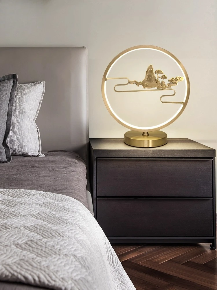 Zen light luxury living room master bedroom bedside table lamp Chinese bedroom bedside