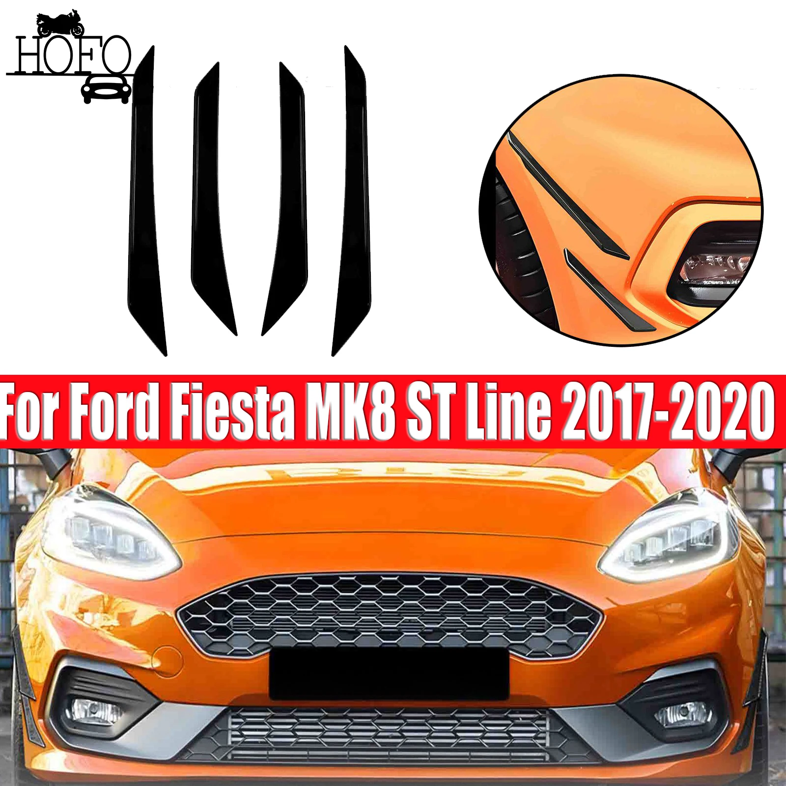 

Front Side Bumper Cover Wind Knife ABS Glossy Fog Lamp Trim Blade Trim Light Accessories For Ford Fiesta MK8 ST Line 2017-2020