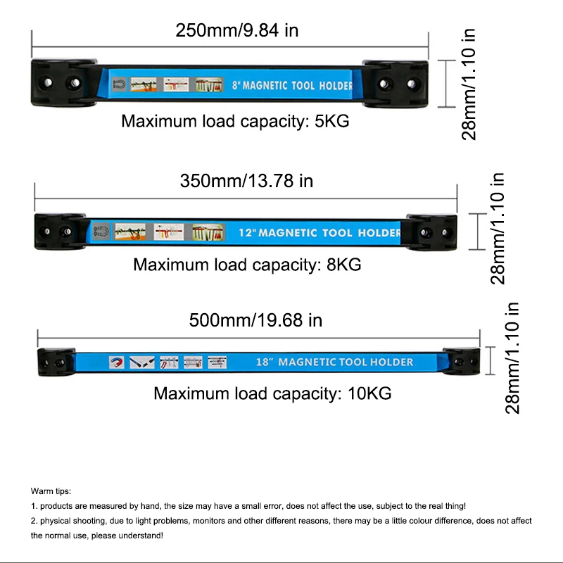 8/12/18inch Magnetic Tool Holder Powerful Magnet For Mechanical Workshop Tools Storage Rack Garage Wall Wrench Pliers Organizer