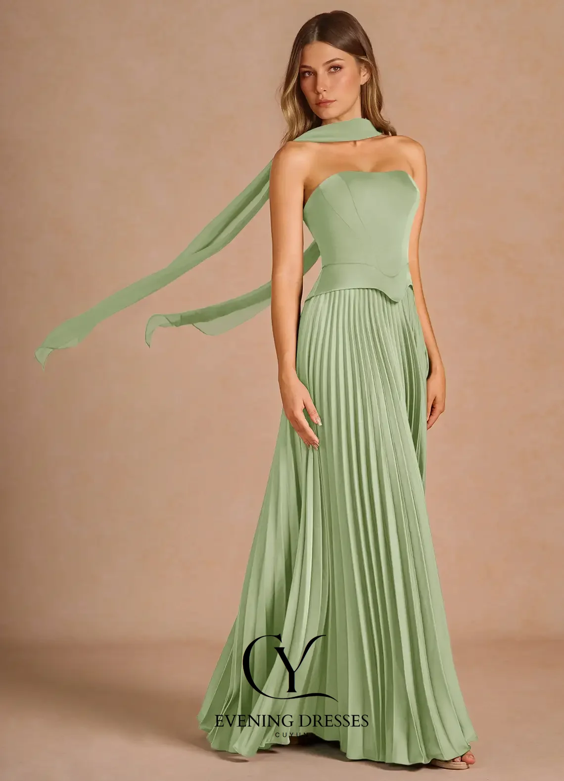 فساتين سهرة أنيقة من CUYUN للنساء بدون حمالات على شكل حرف A فستان حفلات مخصص للنساء فساتين الحفلات 2025