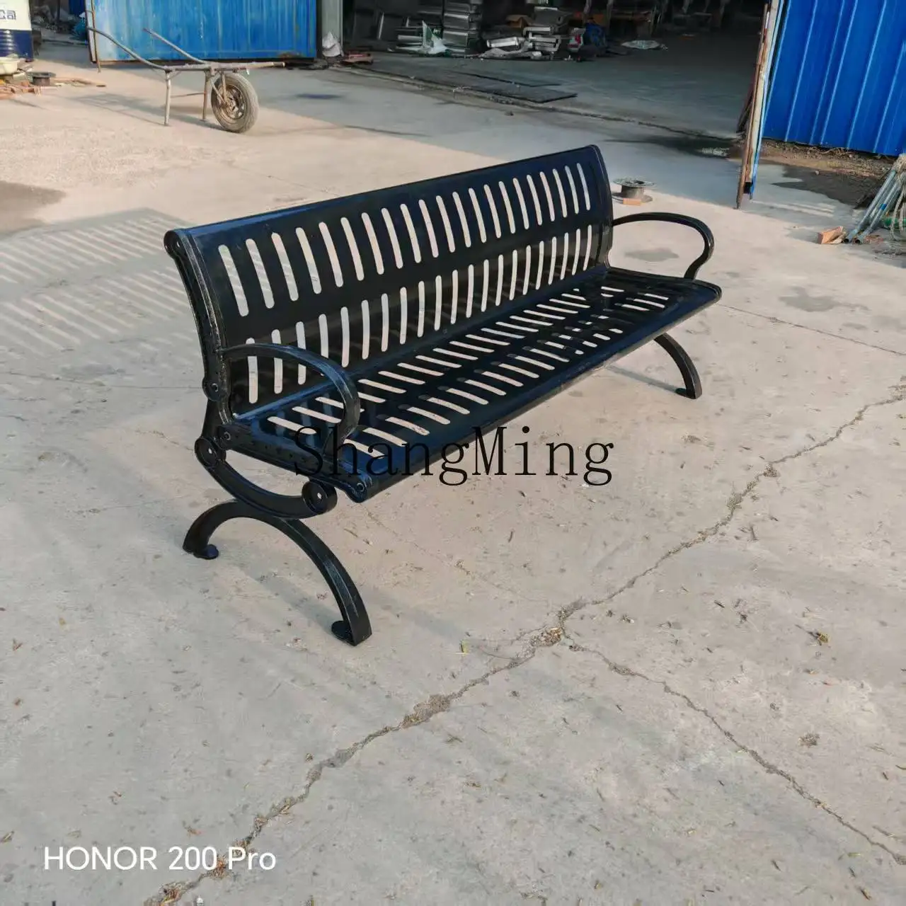 FG كرسي من الحديد المطاوع في الهواء الطلق كرسي مزدوج الظهر مقعد ترفيهي مربع #4