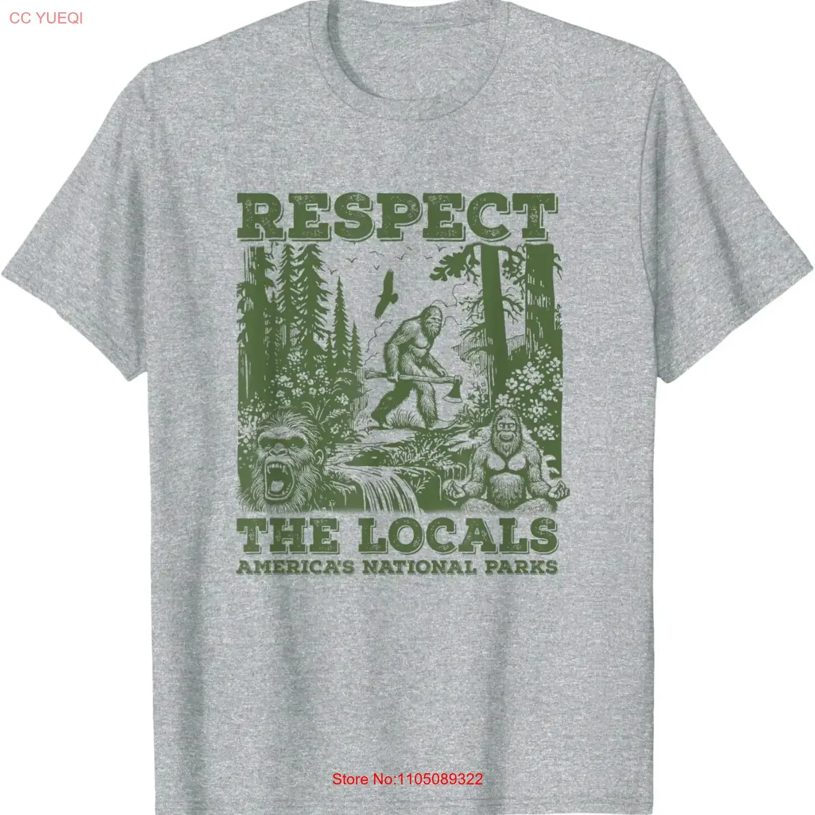

Respect The Locals Bigfoot Sasquatch Американские национальные парки Футболка винтажная стираная дизайнерская одежда homme Мягкая универсальная одежда