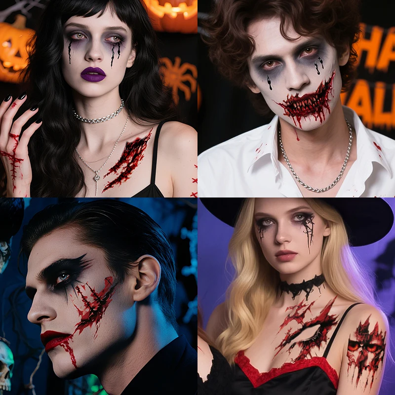 

Halloween Temporary Tattoo Sticker Bloody Red Scar Waterproof Tattoo Sticker For Men Women Party Body Art Fake Tattoo Sticker