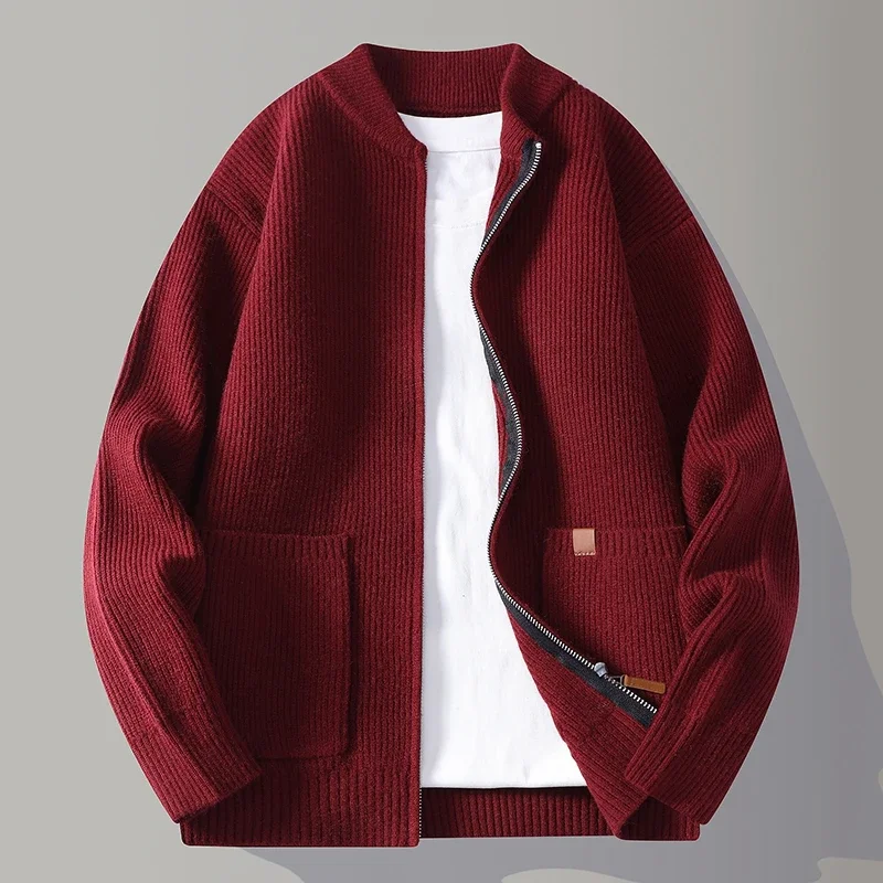 Cardigan lavorato a maglia casual allentato da uomo con colletto alla coreana autunno inverno