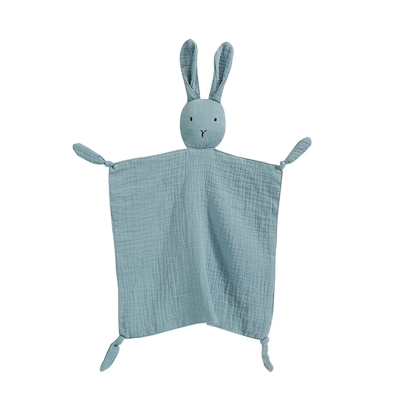 Soft Cotton Muslin Baby Bib Stuffed Rabbit Doll Newborn Appease Towel Security Blanket Baby Sleeping Cuddling Towel Facecloth