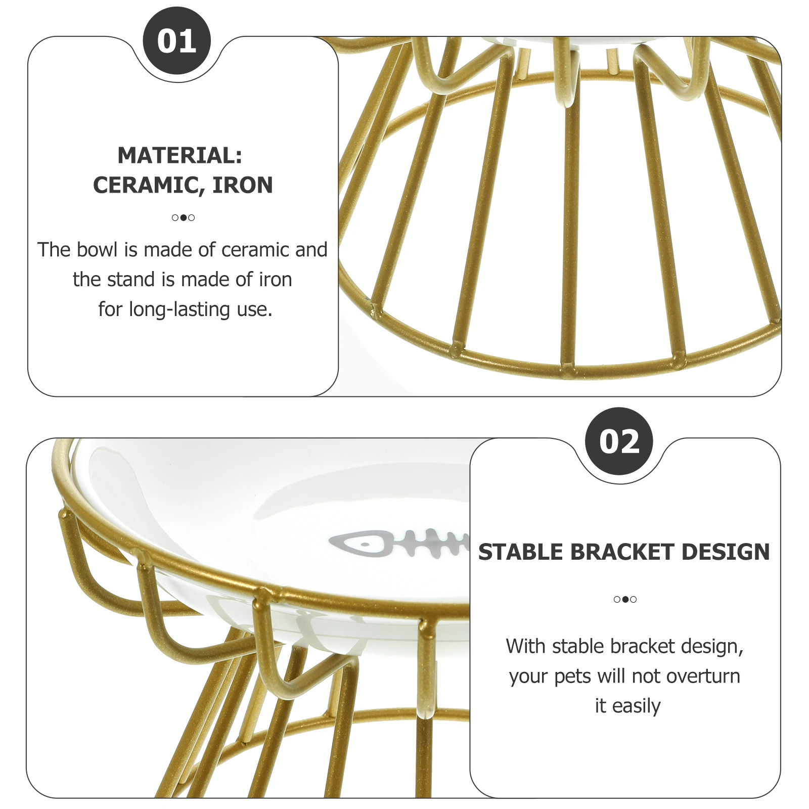 

1Set Cat Bowl Elevated Ceramic Feeding Plate with Iron Rack Anti-Vomiting Raised Pet Bowl Convenient Daily Use