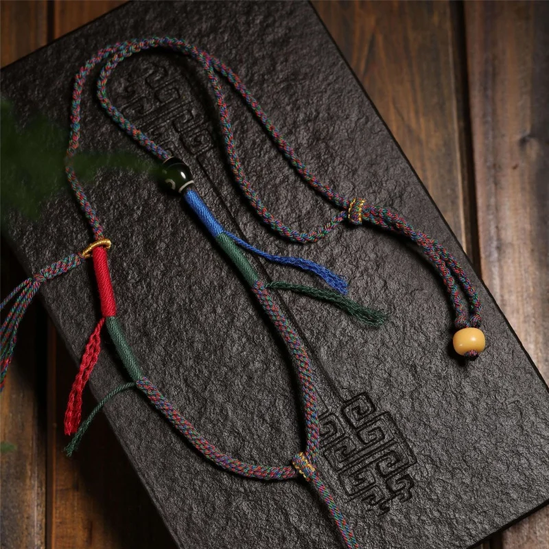 

Tibetan Hand Rub Cotton String Necklace Rope Tibet Beads Thangka Amulet High-End Lanyard/Pendant Rope Handmade Braid Rope Adjust