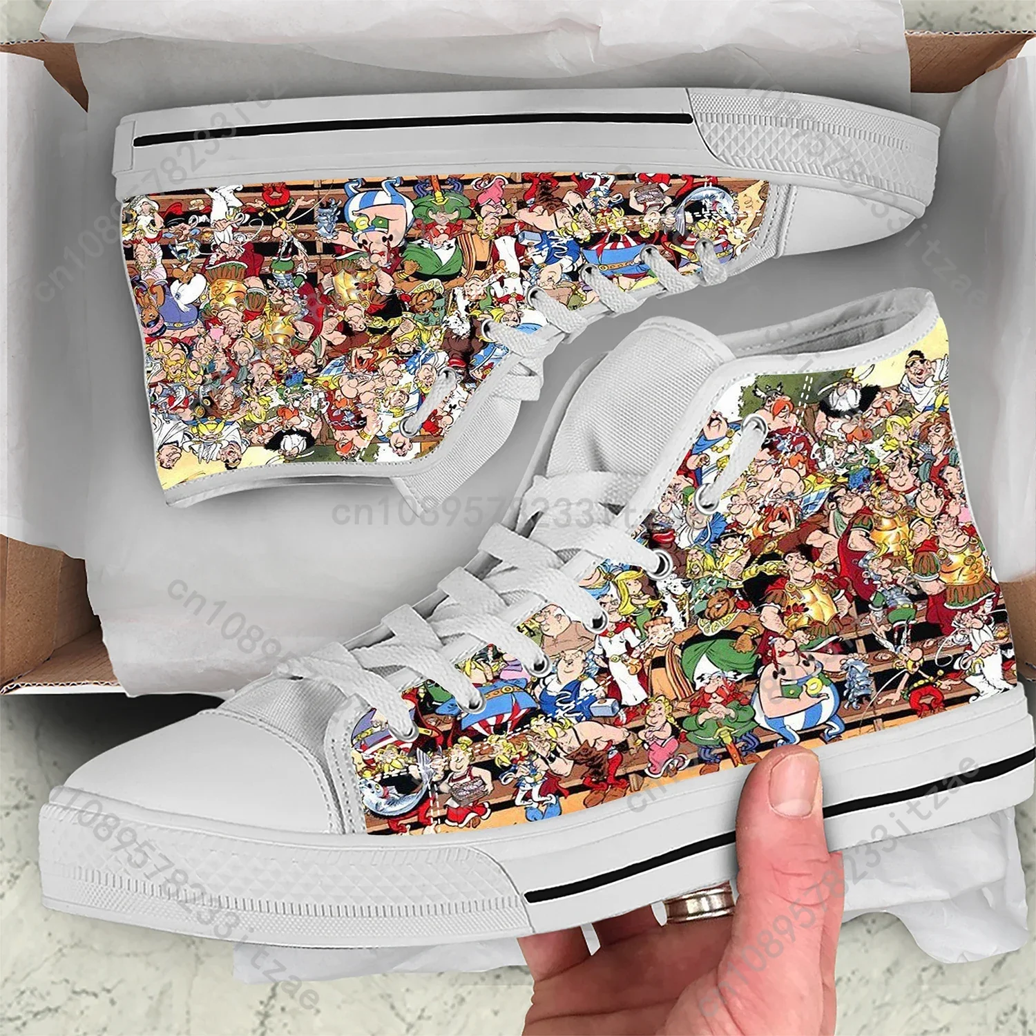 Anime Hot Cartoon Manga Asterix Obelix Adventures Men Women Casual Cloth Shoes High Top Lightweight Breathable 3D Canvas Shoes