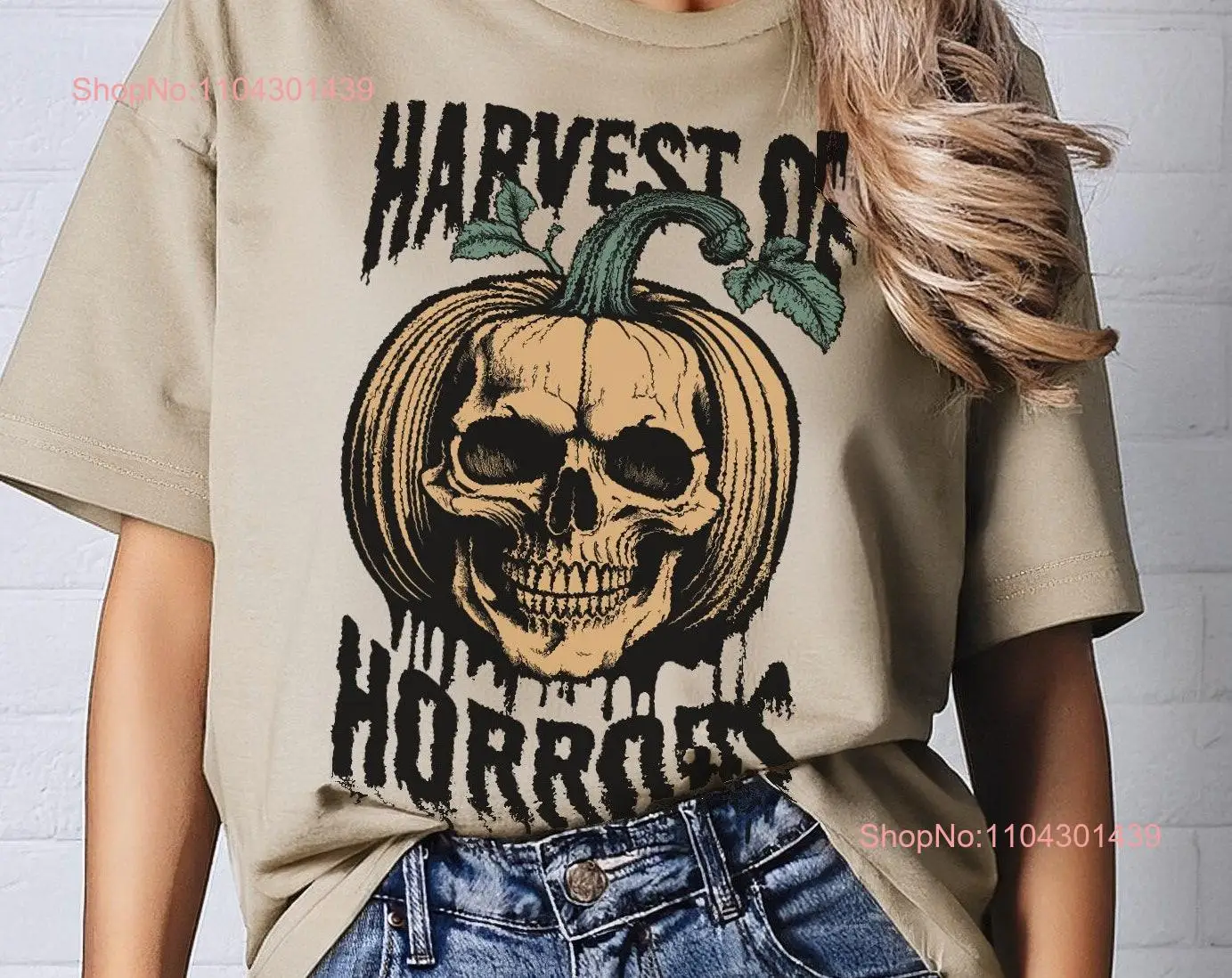 Vintage Pumpkin Skull T Shirt Retro Creepy Fall Halloween Spooky Season Harvest for Scary Autumn Lovers Horror Aesthetic