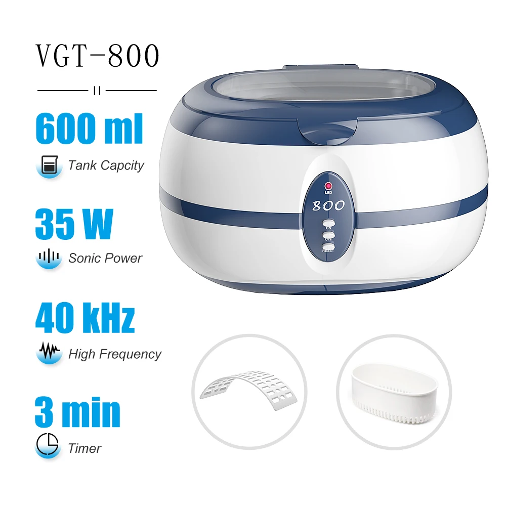 GTSONIC 600ml Household Digital Ultrasonic Cleaner 60W Stainless Steel Bath 220V EU Plug Ultrasound Washing for Watches Jewelry