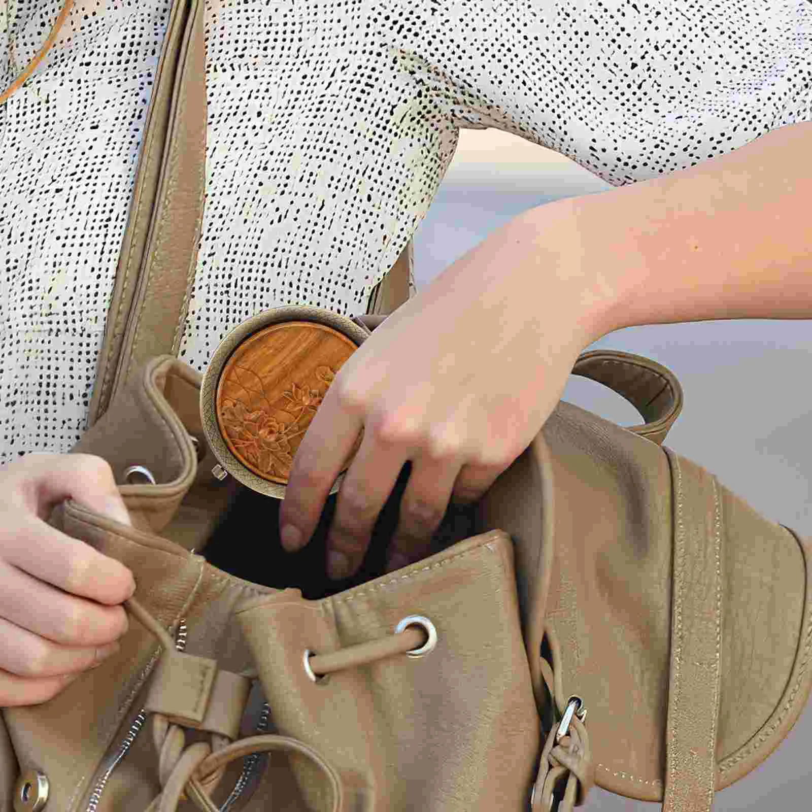 مرآة صغيرة جيب الغرور الطراز القديم ماكياج السفر المدمجة على الوجهين