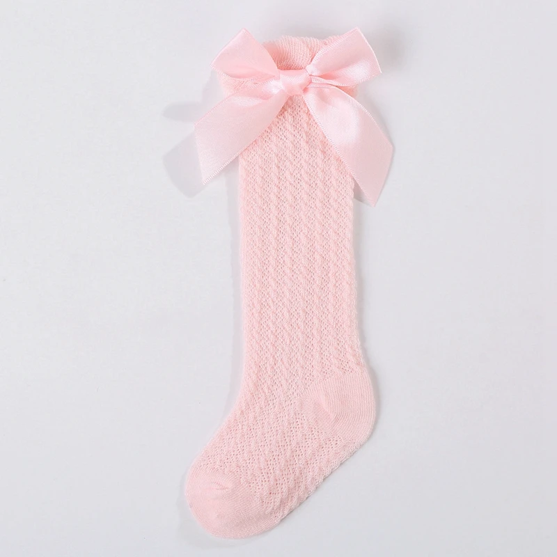 CocMouse-Chaussettes hautes pour bébés filles, en maille, respirantes, avec nœud papillon, bas tubulaires